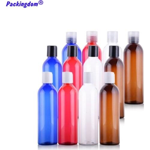10pcs Lotion Shampoo Bottle Empty With Disk Top Cap Refillable Travel Bottle Cosmetic Packaging Shower Gel Containers 250ml