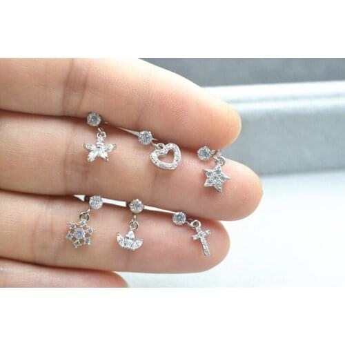 10pcs Body Jewelry Piercing - SHINE CZ Gems Earring Ear Helix Bar Rings Ear Cartilage Ear Diath Rings NEW 16g
