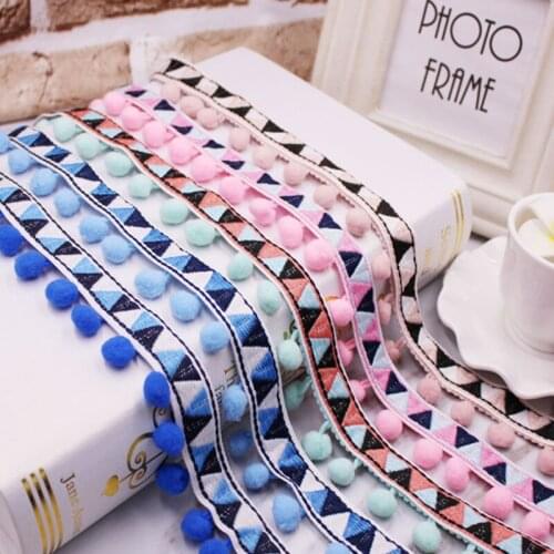 20 yards Artificial Colorfull Balls Lace Ribbon High Quality Costume Wedding Dress Belt Design Handmade DIY Sewing Supplies