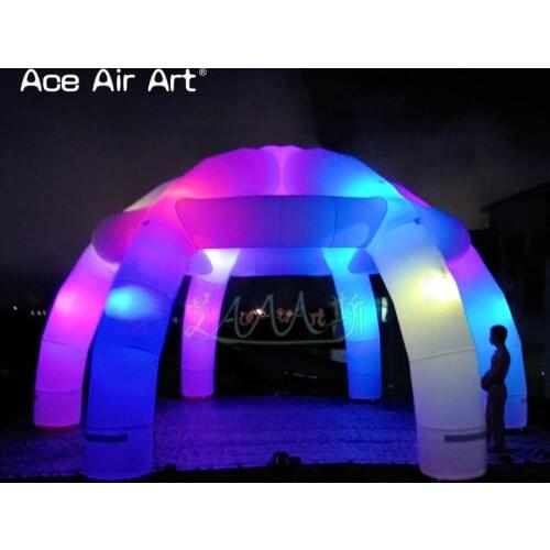 2018 new arrived 7 m diameter Inflatable Spider tent,dome marquee trade show tent with colorful lights for sale