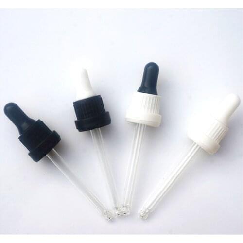 5-100ml 5/10/20pcs Essential Oil Bottles Cap Black/white Plastic 18/410 Cover Dropper Lid Glue Head Lid with Glass Dropper Pipe