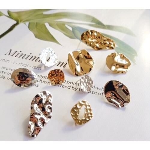 DIY earring accessories European and American fashion texture embossed irregular material metal earrings needle material Pendant