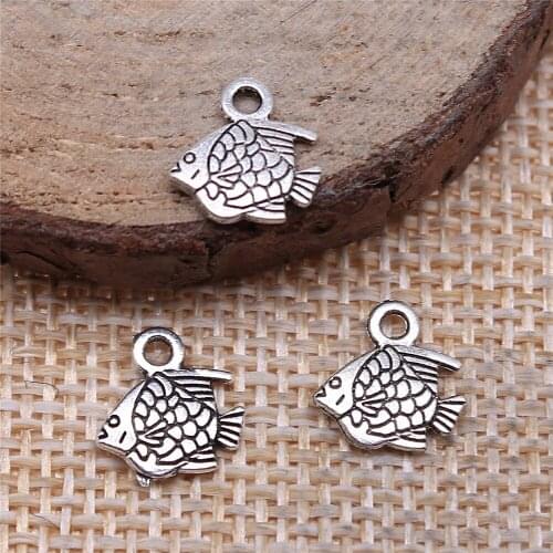 Free shipping 162pcs 10x9mm antique silver Tropical Fish charms diy retro jewelry fit Earring keychain hair card pendant
