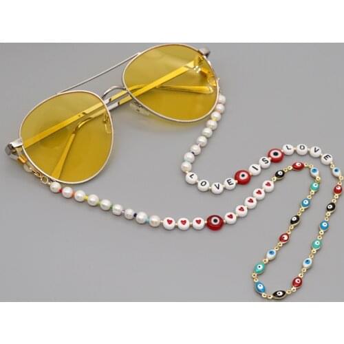 Go2Boho Reading Glasses Chain Mask Strap Women Fashion Evil Eye Chains Letter Necklaces Boho Beads Freshwater Pearls Jewellery