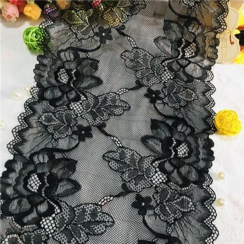 NO1140 Black Stretch Lace Fabric, underwear, Extensible Lace 22cm DIY