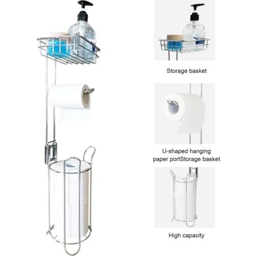 Toilet Paper Holder Stand Stainless Steel Bathroom Paper Roll Home Multifunctional Storage Shelf for Cell Phone and Tissue