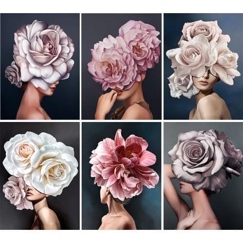 GATYZTORY Flower Girl DIY Painting By Numbers Coloring By Numbers HandPainted Kits Drawing Canvas Pictures Figure Home Decor