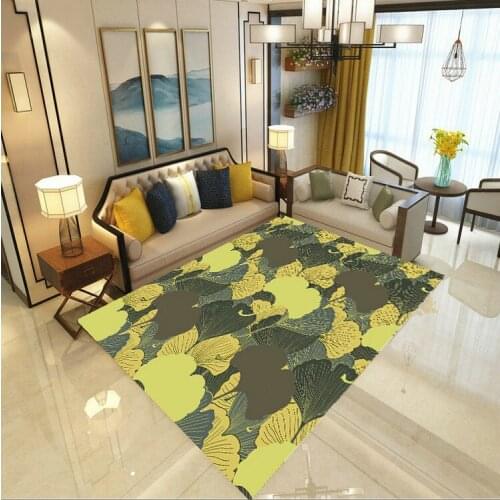 Ginkgo Leaves Carpet Mat for Living Room Doormat Flannel Print Bedroom Non-slip Floor Rug 04