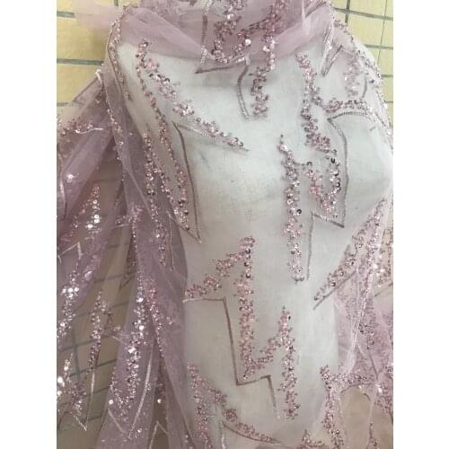 Hot Sale french lace with sequins 5yards/lot african feather lace fabric S-98525 high quality african tulle lace