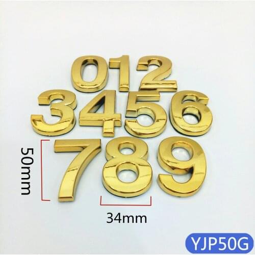 50mm golden yellow color door number of ABS Plastic Material 20pcs/Lot