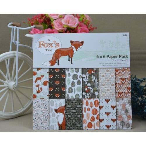 FOX Scrapbooking paper pack of 24 sheets handmade craft paper craft Background pad