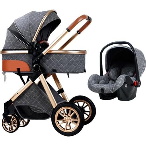 Multi-functional 3 in 1 Baby Stroller High landscape Can Sit Reclining Light Folding Two-way Eggshell Design Carrinho De Bebe