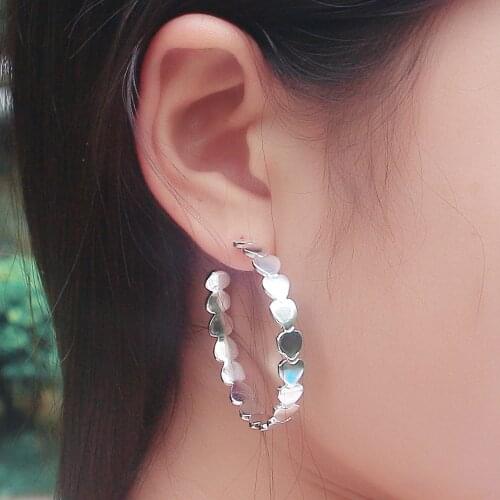 Personality Fashion Circle Heart Earrings Womens High Quality Real 925 100% Sterling Silver Stud Earrings Silver Fine Jewelry