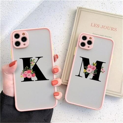 Fashion Frosted Pink Art Letters Phone Case For iPhone 11 12 Pro X XR XS Max 7 8 Plus SE 2020 Shockproof Soft Silicone Cover