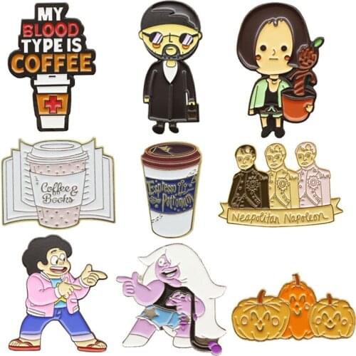 Coffee Hard Enamel Pins Anime Movies Brooches Women Men Lapel Badges Backpack Collar Fashion Jewelry Gifts For Kids Friend