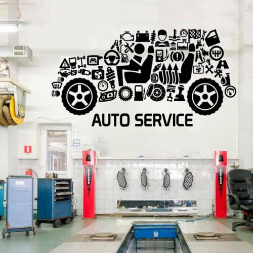 Auto Service Cut Window Sticker , Tires, Repair, Car Washing,Wall Decal, Car-styling ,Handmade Vinyl Sticker Waterproof CS04