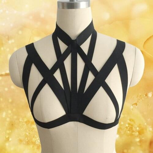 New Harajuku Gothic body harness Combination Adult Pole dance harness cage bra sexy lingerie fetish wear bondage harness