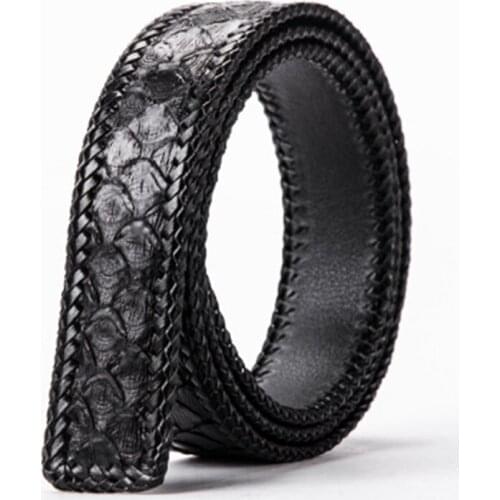 New Style Business Elegant Fashion Mens Leather Python Skin Braided Top Layer Calfskin Belt High Quality Luxury