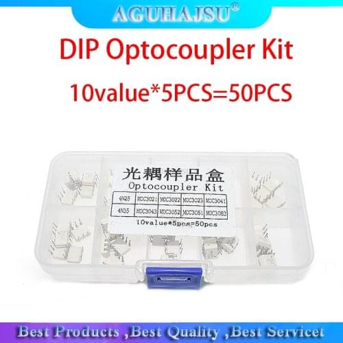 DIP Optocoupler Kit 10value*5PCS=50PCS 4N25 4N35 MOC3021 MOC3022 MOC3023 MOC3041 MOC3043 MOC3052 MOC3061 MOC3063 DIP