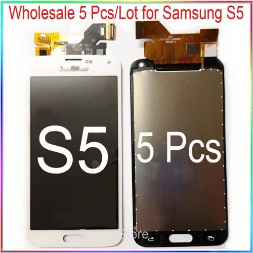 Wholesale 5 Pcs / Lot for Samsung S5 G900M G900F lcd display screen with touch digitizer assembly replacement repair parts