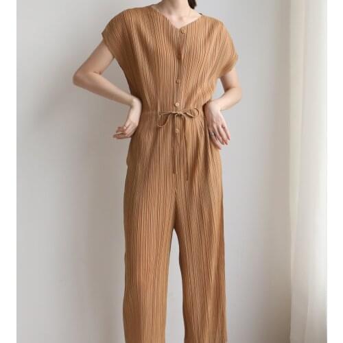 Autumn 2020 Miyake pleated fashion slim single breasted mid-length dress