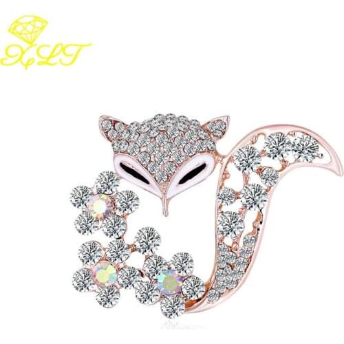 Simple Fox Alloy Dripping Oil Rhinestone Brooch Creative Fashion Personality Animal Corsage Suit Clothing Pin Accessories