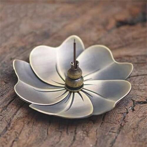 Retro Alloy Lotus Burner Living Room Home Decor Aroma Censer Stick Incense Holder Teahouse Ornament Buddha Supplies