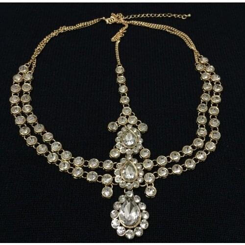 Handmade Kundan stones hair chain Grecian matha patti hair style head chain head jewellery wedding gift