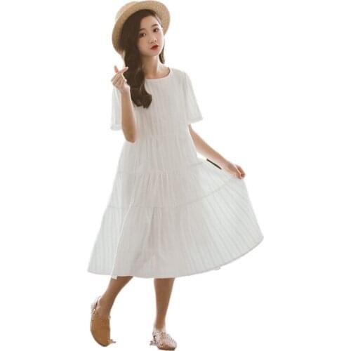 Mid Length Girls Princess Dress 2021 New Summer Baby Clothes Kids Cotton Dress Ruffles Two Layers Jacquard Not Transparent,#5976