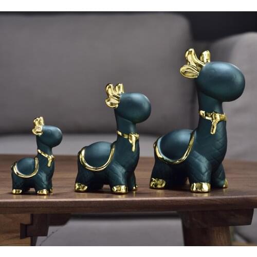 European Lucky Deer Ceramic Statue Accessories Home Livingroom Desktop Sculpture Crafts Bookcase Cabinet Figurines Decoration
