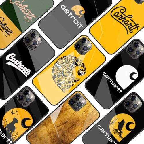 Famous brand carhartts Glass Phone Case for iPhone 11 12 Pro XR X 7 8 XS Max 6 6S Plus SE 2020 Mobile Phones Cover Coque