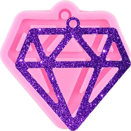 Super Glossy Resin Diamond Mold Epoxy Craft Keychain Silicone Moulds Polymer Clay DIY Jewelry Making Pendant Necklace Mould