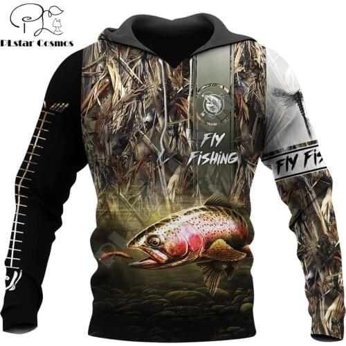 Love Trout Fly Fishing 3D All Over Printed Men Hoodie Autumn and winter Unisex Sweatshirt Zip Pullover Casual Streetwear KJ448