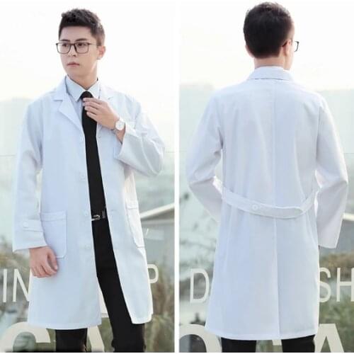 Unisex Slim solid color simple cotton anti-wrinkle overalls long coat beauty salon uniform laboratory pet shop scrub overalls