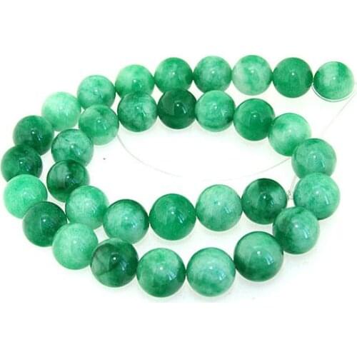 Unique Pearls jewellery Store 12mm Green Jade Round Gemstone Loose Beads One Full Strand 15 inches LC3-0261