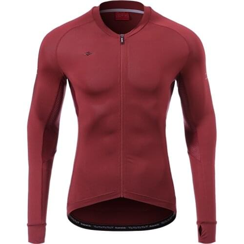 Santic Cycling Jersey Reflective Asian Quick Dry Long Sleeve Men Comfortable Sun-protective Team Bike Jersey Shirt Wear Clothing