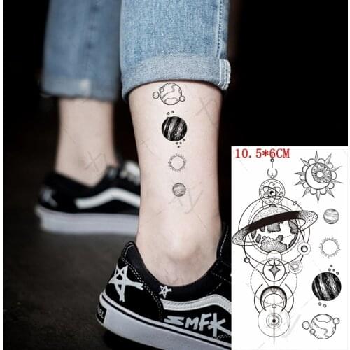 Waterproof Temporary Tattoo Sticker Geometry Planet Totem Sun Moon Fake Tattoos Flash Tatoos Arm Body Art for Women Men