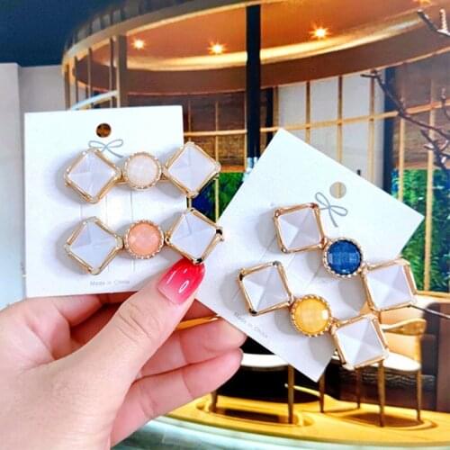 1pcs Fashion Women Hairpins Hair Accessories Korean Chic Gold Color Acrylic Barrettes For Girl Hair Clips Set Headwear Wholesale