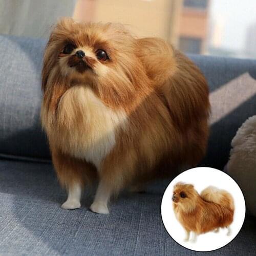 1Pc Simulation Pomeranian Dog Toy Animal Model Cute Toy Dog Childrens Pet Plush Pomeranian Realistic Gift Toy Decoration M2P0