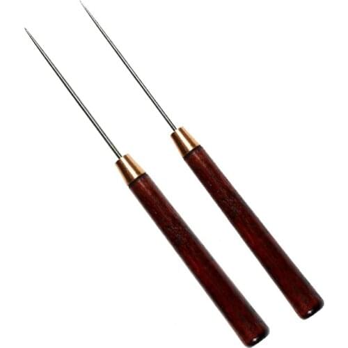 2PCS Carp Fishing Rigging Needle Drilling Tools Fly Tying Bodkin Glue Applying Hook Eye Cleaner Wood Handle Floating