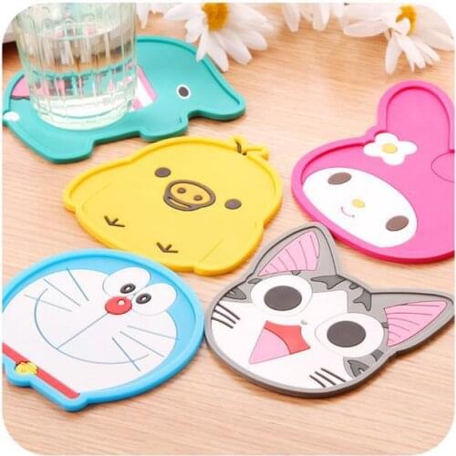 3 Pieces/Lot Cute Cartoon Silicone Coaster Creative Placemat Bowl Pad Fashion Insulation Doraemon Cup Mats Lovely Table Mats