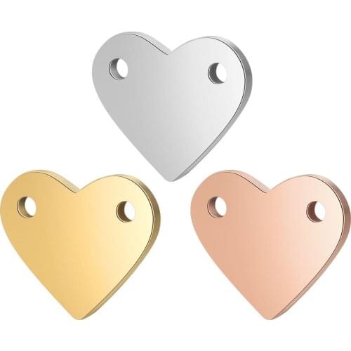 5pcs/lot Mirror Polished 10mm*12mm Heart Connector Charms Wholesale 100% Real Stainless Steel DIY Jewelry Making Connectors