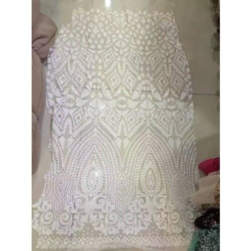 5yards /lot mm0126 offwhite ivory sequin embroidery net mesh lace fabric for evening dress/wedding