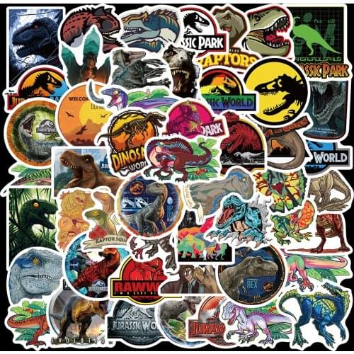 50pcs Jurassic Park Dinosaur Graffiti Stickers For Kids Toy Luggage Laptop Skateboard Car Animals Gift Waterproof Decal Stickers