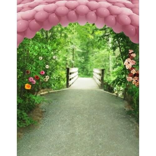 5x7ft Pink Balloon Flowers Tree Photography Backdrops Photo Props Studio Background