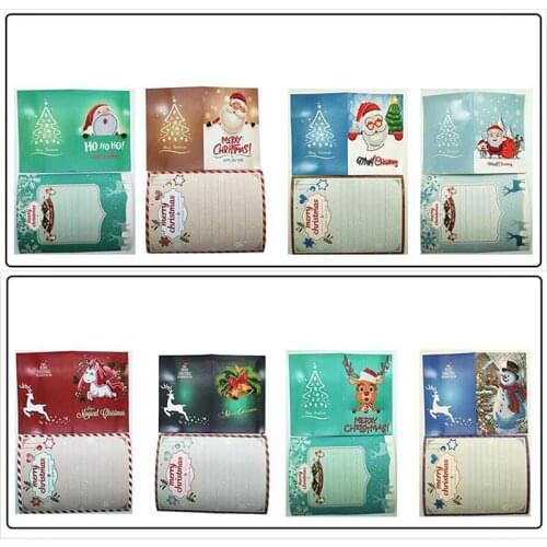 8pcs/lot Christmas Greeting Cards Diamond Painting Postcards Crystal Round Diamond Mosaic Pattern Happy New Year Greeting Card