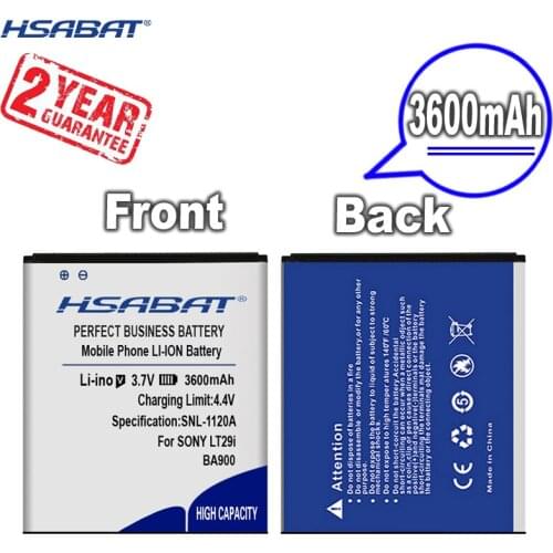 New Arrival [ HSABAT ] 3600mAh BA900 Battery for Sony Ericsson Xperia TX LT29i/J ST26i/L S36h C2105 E1 J L M C2104 C1904 C1905