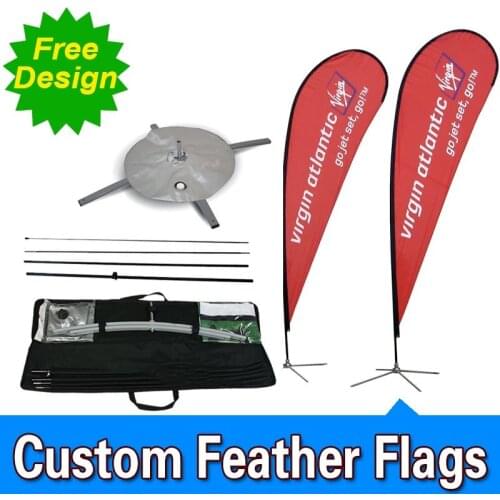 Free Design Free Shipping Single Sided Cross Base Teardrop Flag Signs Advertising Flutter Flags Banners Vertical Flag