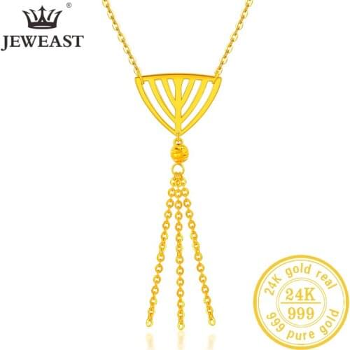 JLZB 24K Pure Gold Necklace Real AU 999 Solid Gold Chain Beautiful Upscale Trendy Classic Party Fine Jewelry Hot Sell New 2020