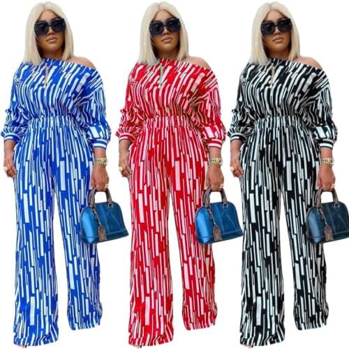Chiclover Plus Size Women Clothing Two Piece Set Spring Wide Leg Pants Sets Strip Playsuit Elegant Outfit Wholesale Dropshipping